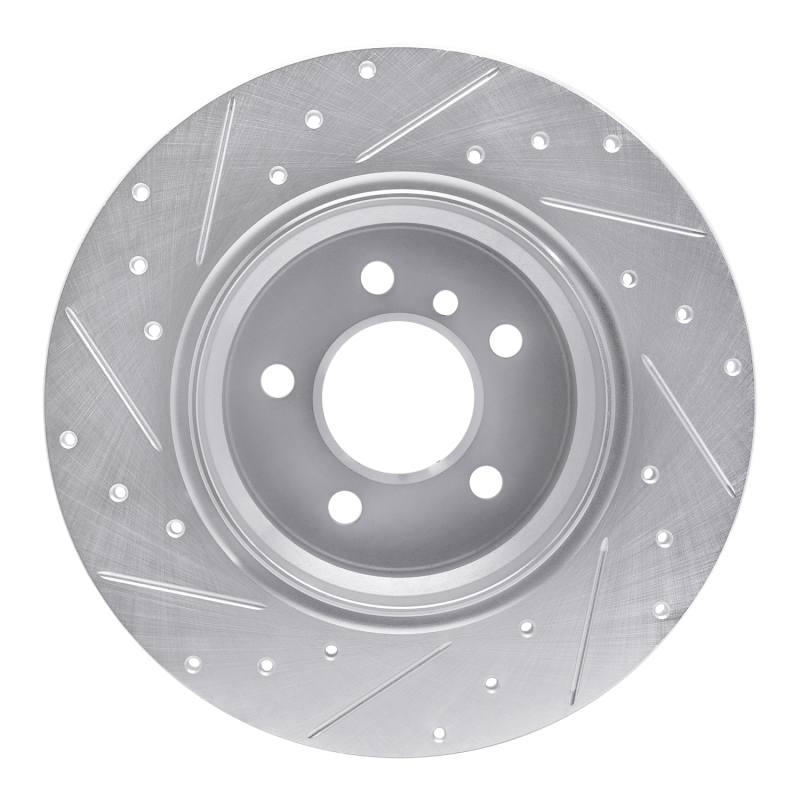 BMW X5 Brake Rotor (1) - Rear Right - R1 Concepts - Drilled & Slotted - Silver - `00-`06